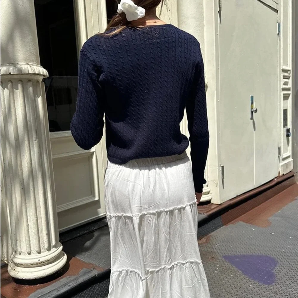 Brandy Melville Zoe Navy Blue Cable Knit Cardigan Sweater BN - Picture 3 of 6